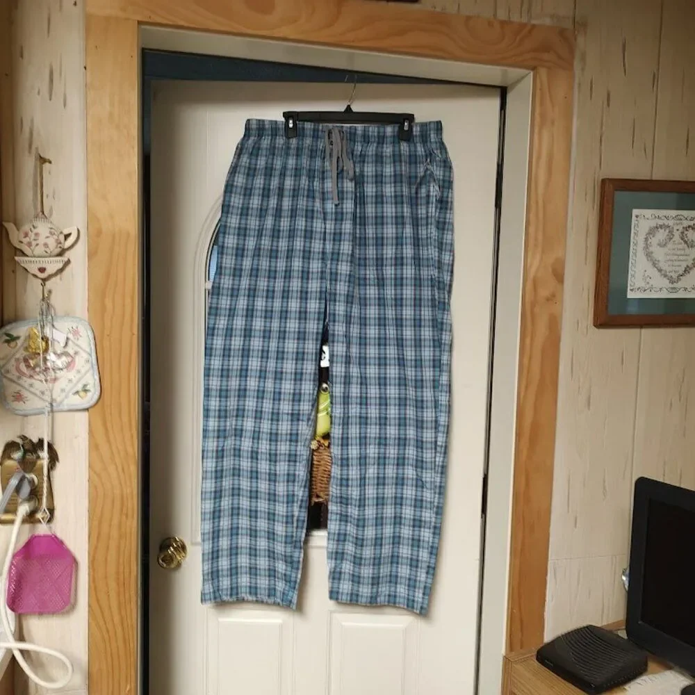 New Michael Kors Turquoise Plaid Sleep Pants Size Men's XL 40/42
